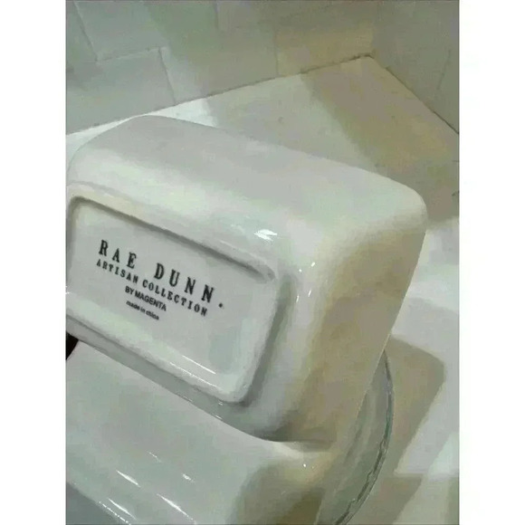 Rae Dunn SET GOALS TAKE ACTION Divided Serving Dish Artisan Magenta 8x5 - Picture 6 of 11